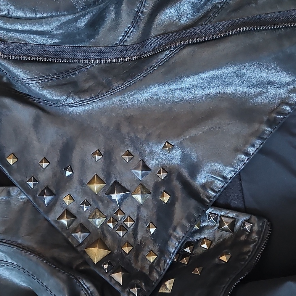 BCBGMaxAzria Black Studded Leather Jacket [Size M] - Picture 7 of 13